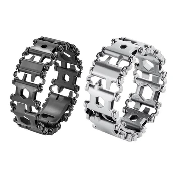 

29 in 1 EDC Multifunctional Tread Bracelet Stainless Steel Bolt Driver Tools for Outdoor Camping Hiking Multi-Tool