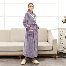

Women Winter Robes Flannel Bridesmaid Couple Bridesmaid Brides Long Warm Sleepwear Female Thick Nightwear Coral Velvet Peignoir