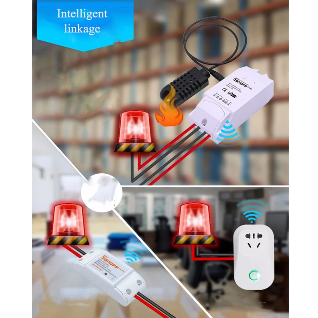Умный переключатель Sonoff TH 10A/16A Wi Fi контроллер с датчиком температуры и