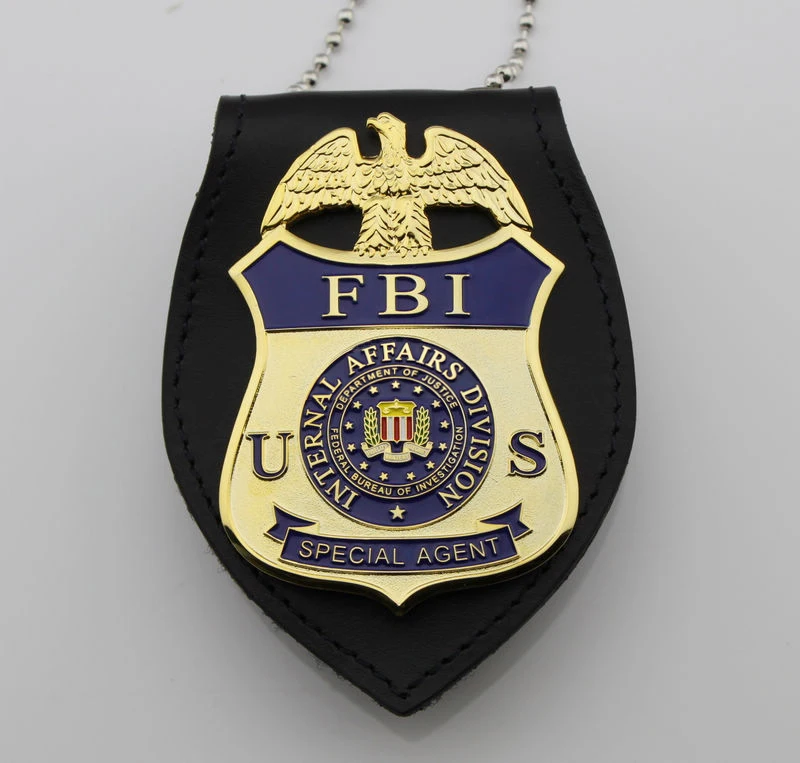 США с надписью ФБР(FBI)-внутренний Отдел по связям с специального агента cia-Реплика фильм задней частью штыря с зажимом для крепления к поясному ремню кожи с ремнем через плечо - Цвет: Holder and Chain