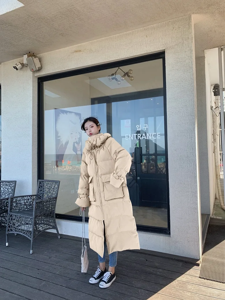 Cotton Coat Winter New Style Korean-style WOMEN'S Wear Retro CHIC Wind over-the-Knee Long hua bao ling Cotton-padded Jacket