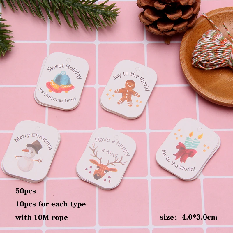 50pcs nature E 50 шт. бумага для украшения на Рождество бирки с днем рождения спасибо DIY ремесло Висячие бирки упаковочные принадлежности Свадебные украшения - Цвет: 50pcs nature E