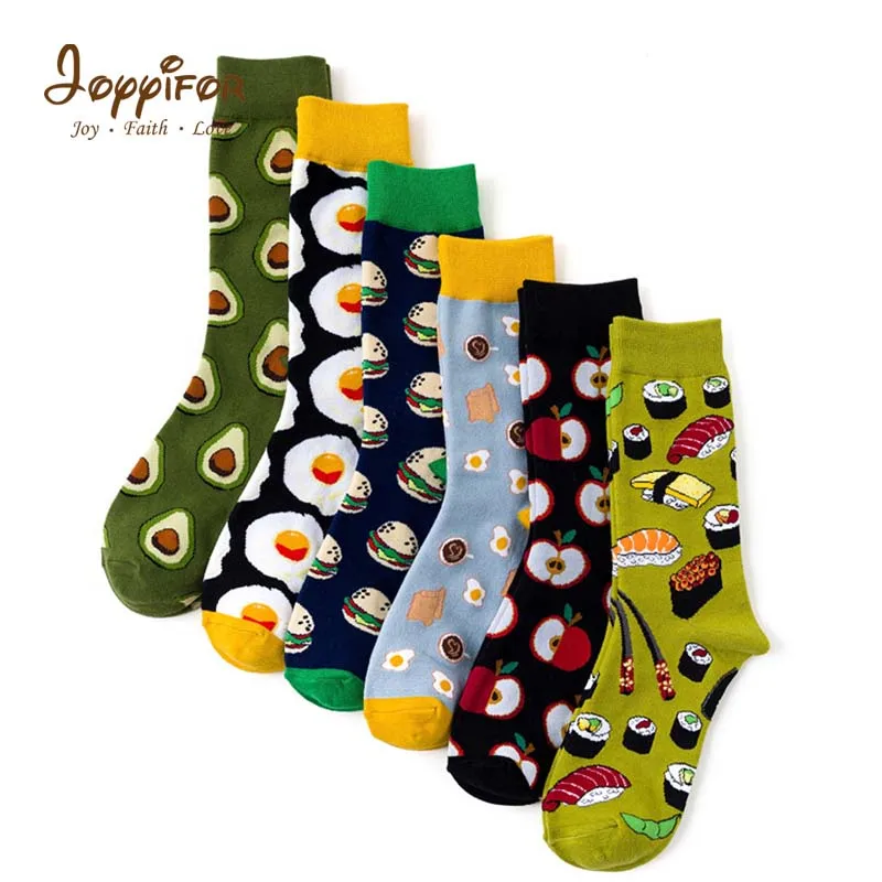 Популярные модные стильные креативные противоскользящие носки с гамбургером и авокадо для мальчиков и девочек носки для школы японские носки для скейтборда с яйцами и суши