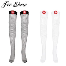 Сексуальные женские прозрачные сетчатые тонкие чулки для взрослых медсестры выше колена чулки бедра высокие гетры косплей костюм аксессуары