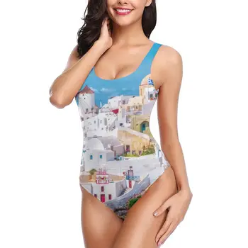 

2020 Sexy One Piece Swimsuit Classic White And Caramel Greek Architecture Swimwear Women Monokini Bathing Suit Swim Wear