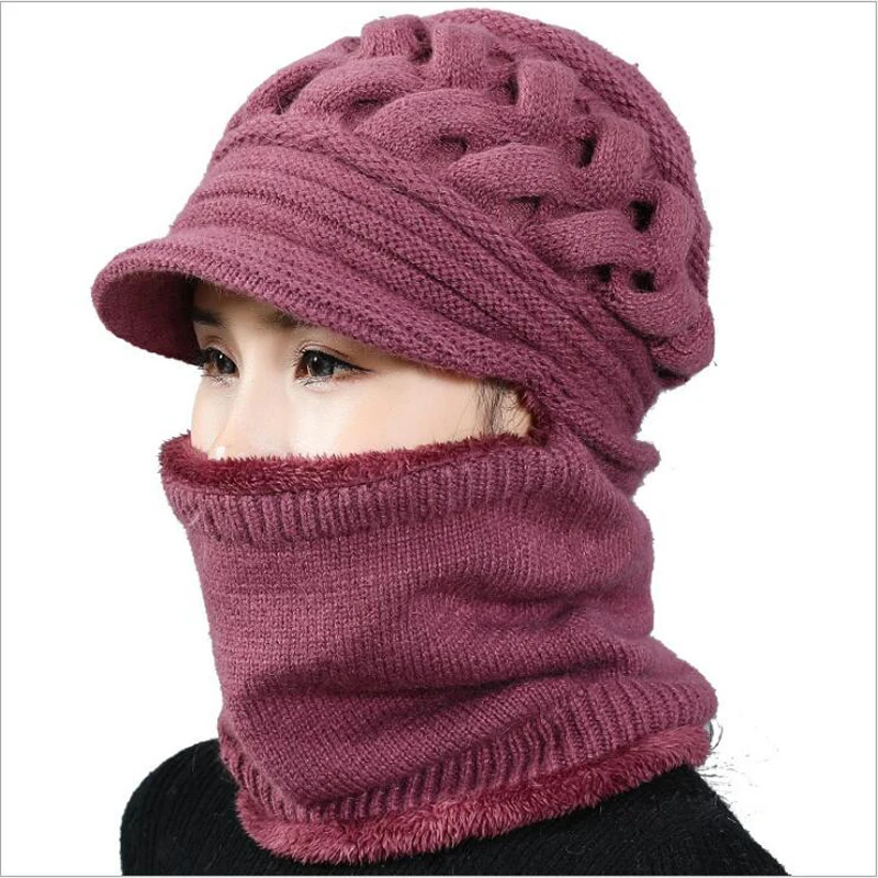 Зимние шапки Скалли Beanies шляпа для мамы Beanies женский шерстяной шарф головные уборы, Балаклава маска Gorras капот твист полосы вязаные шапки