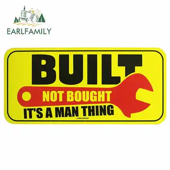 

EARLFAMILY 13cm x 6.2cm for BUILT NOT BOUGHT Camper Car Stickers DIY Custom Printing 3D Waterproof Vinyl Car Wrap Vehicle Decal