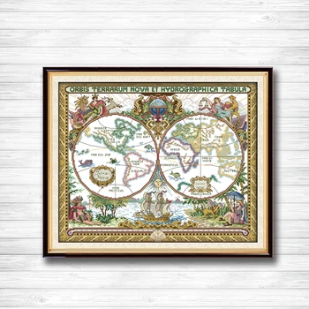

Old world map scenery decor painting dmc 14CT 11CT counted cross stitch Needlework Set Embroidery kits chinese cross stitch