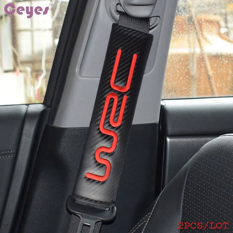 Car Seat Belt Accessory Ceyes Auto Seat Belt Cover Car Styling Car Pads Fit For WRC Mitsubishi Ford Abarth 500 Stilo Ducato Honda Kia Carbon Car-Styling