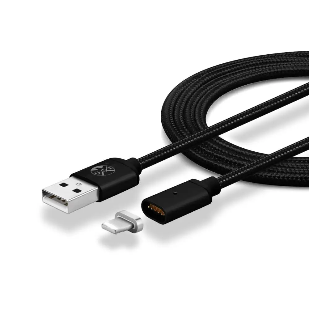 Black IOS 3/6ft 2.4A Быстрый Магнитный кабель с оплеткой и Тип C Micro USB Android зарядное устройство IOS кабель для передачи данных для iPhone X, 8, 7, 6 для samsung S10 S9 S8 S7 S6 - Цвет: Black IOS