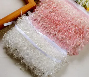 

Gold, Pink, Crystal 3 colors 6.5cm curtains fringe trim, table decoration, door tassel trimming beaded 1piece=100cm long