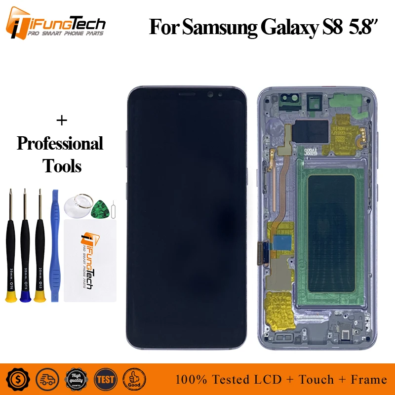 ЖК-дисплей с рамкой для Samsung Galaxy S8 G950F G950U G950FD сенсорный экран дигитайзером