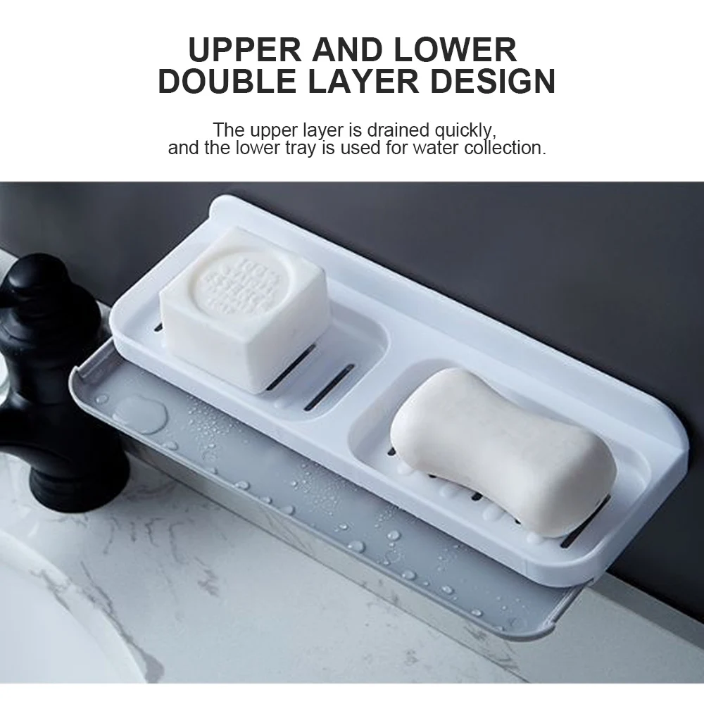 Двойная Сетка Дизайн ящика Настенный мыльница двойной дренаж для мыла коробка ванная комната держатель для мыла лоток стеллаж для хранения