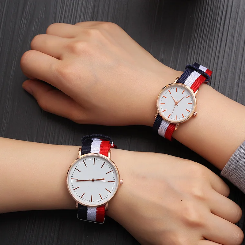 

Fashion Canvas Couple Quartz Watches Men Women Casual Multi-color Ultra-thin Style Watch Simple Designed Watches for Lovers