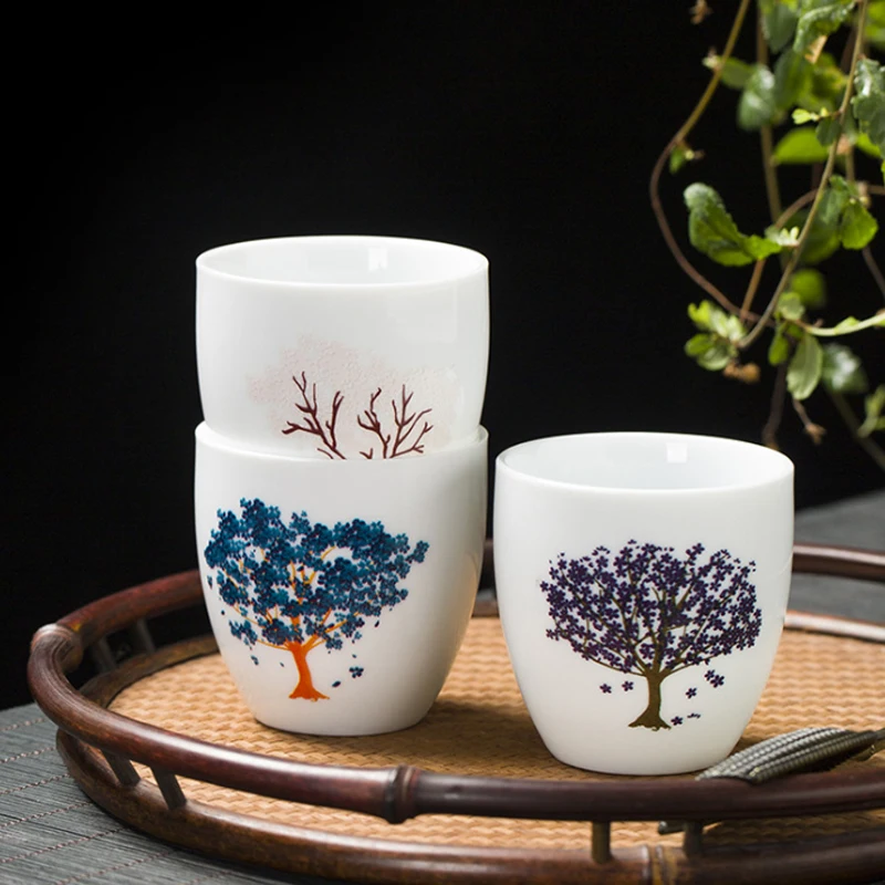 Japanese Magic Sakura Teacup Hot Cold Temperature Discoloration Color Changing for Tea Cup