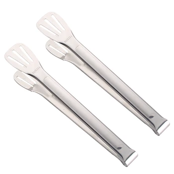 

2pcs Portable Stainless Steel Steak Cooking Tool Bread Grilling Non Stick Outdoor Barbeque Buffet Kitchen Tongs Serving Food
