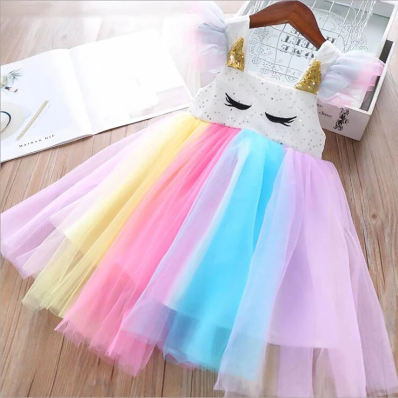 Платья пачки с пайетками и единорогом для маленьких девочек на Рождество День