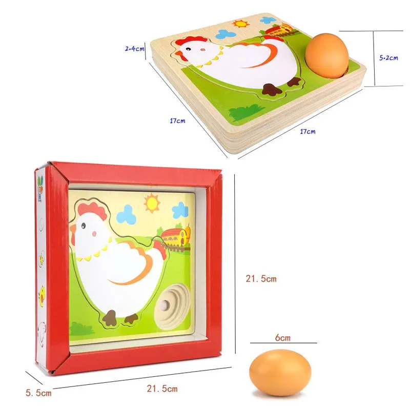Cartoon Children Kids Wooden Puzzles Mulit Layer Chicken Hen Growing Up Panel Process Early Emulational Eggs Toys
