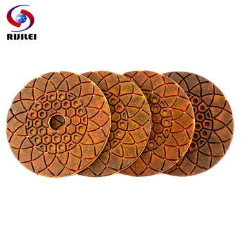 

RIJILEI 4PCS Wet/Dry 4"/100mm Copper metal bonded Diamond polishing pads for concrete granite marble stone Grinding Disc
