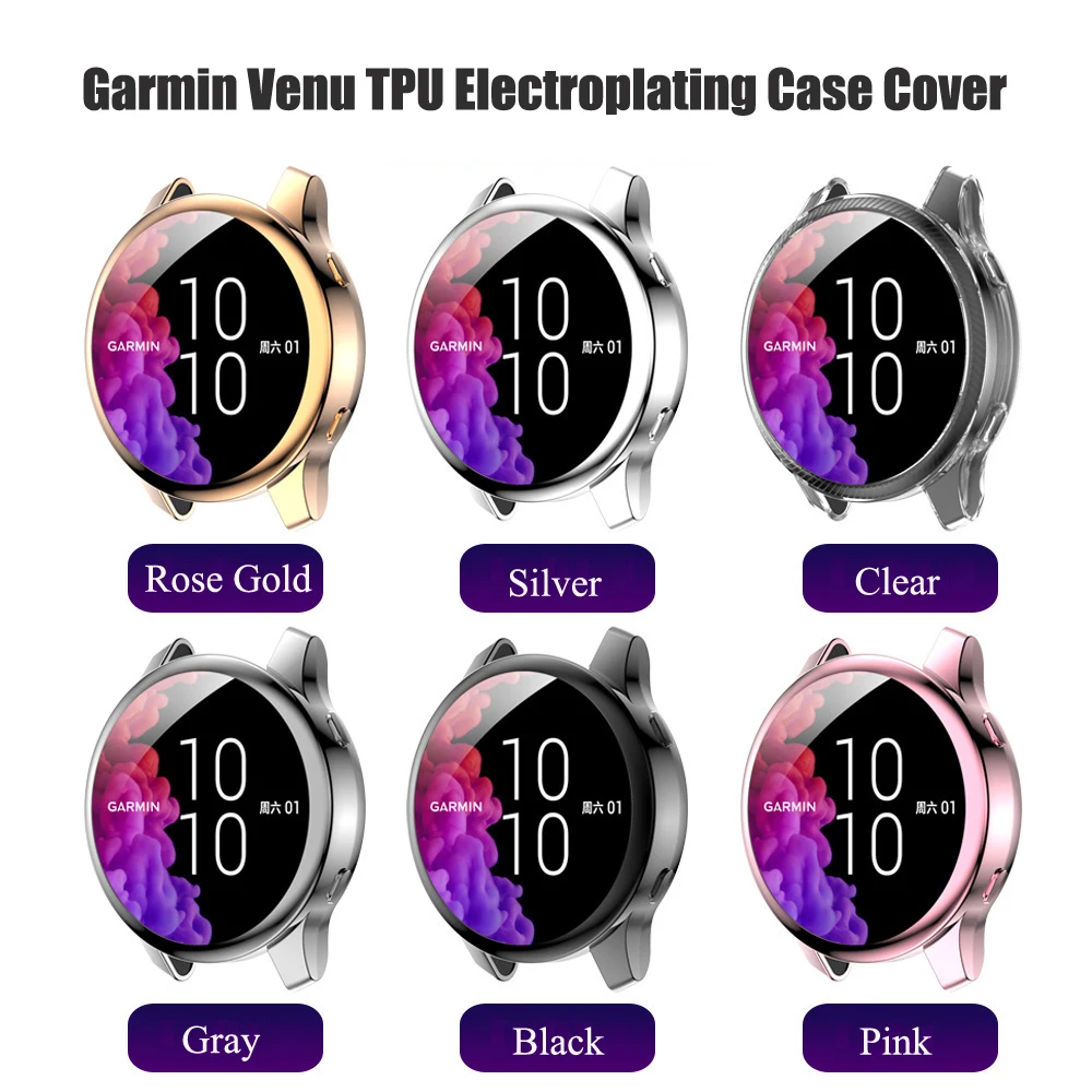 Ударопрочный чехол из ТПУ для Garmin Venu полностью защитный с гальваническим