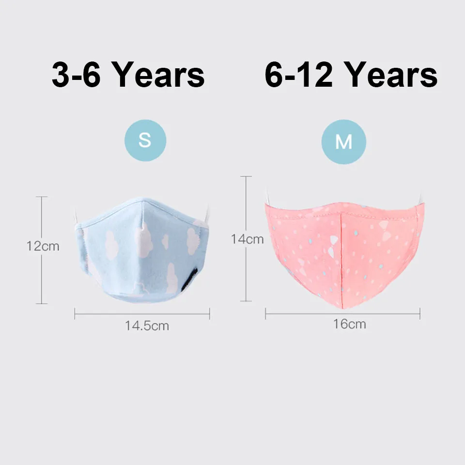 PM2.5 хлопковая детская дымовая маска для мальчиков и девочек рта лица с