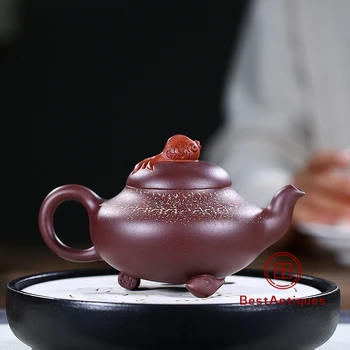 

Yixing Zisha Teapot Purple Clay Teapots Handmade Ruyu Deshui 320cc