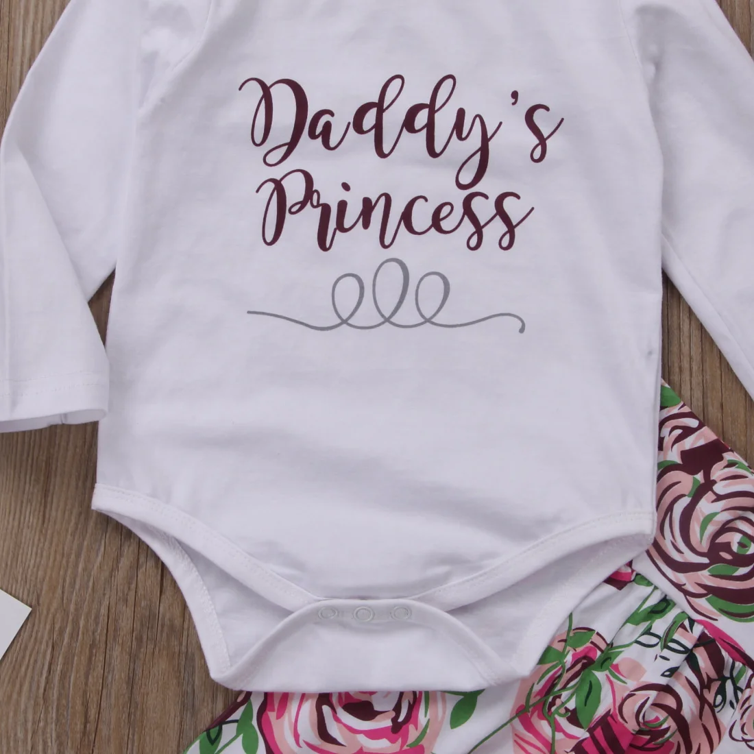 Боди принцессы с длинными рукавами и принтом Daddys+ штаны с цветочным принтом и шапочка, комплект из 3 предметов для маленьких девочек, осенне-зимняя одежда