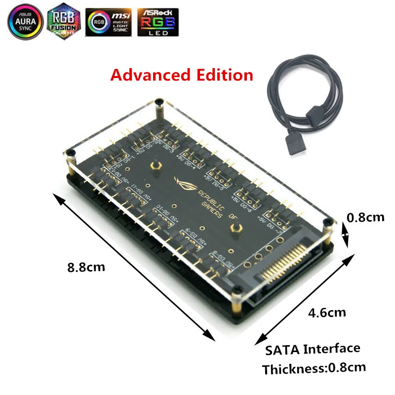 ASUS AURA SYNC 5V 3 контактный RGB концентратор интерфейса разветвитель 3Pin вентилятор для