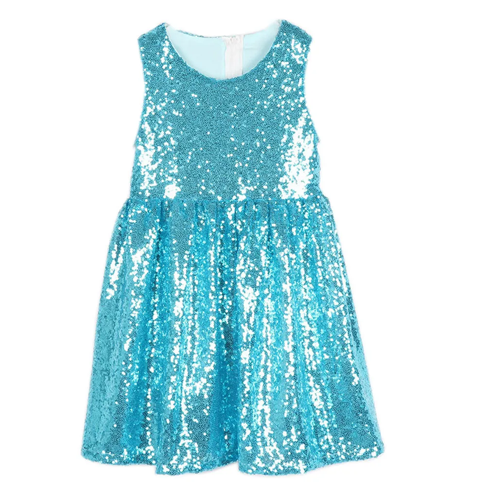 Glitter Sequin Dress Blue Toddler Girls Bridesmaid Birthday Party Champagne Kids Prom Sparkle Baby Wedding Pageant Dresses | Детская