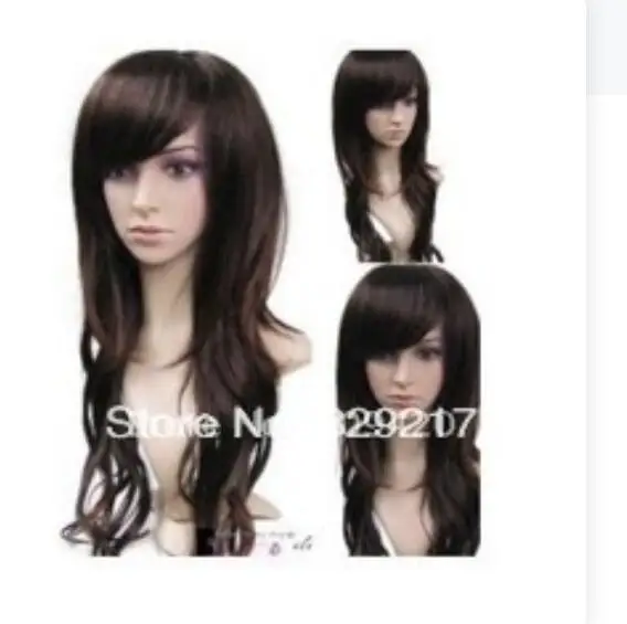 Suyushun591++> Новые длинные темно-коричневые вьющиеся волосы парики