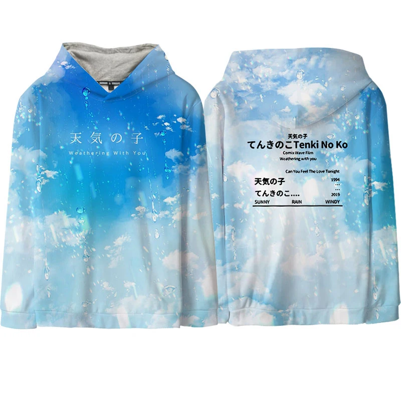Аниме Толстовка Makoto Shinkai ваше имя. Weathering with you Tenki no Ko Косплей Толстовка с капюшоном полноцветный принт пуловер пальто
