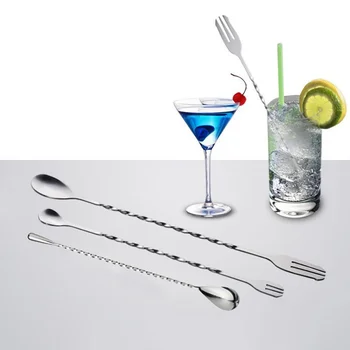 

Stainless Steel Cocktail Spoon Durable Bar Appliances Double Head Stainless Steel Wine Spoon Cocktail Stirring