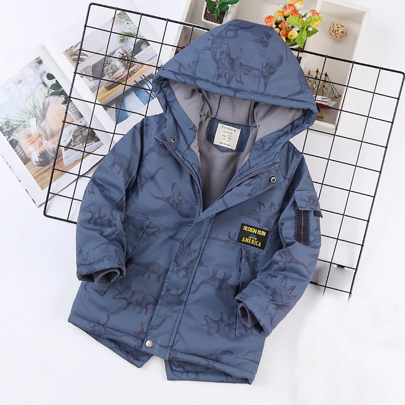 IYEAL Boys Winter Jacket Children Long Sleeve Hooded Active Windbreaker Teenage Clothes Big Boys Velvet Sport Coat Outwear