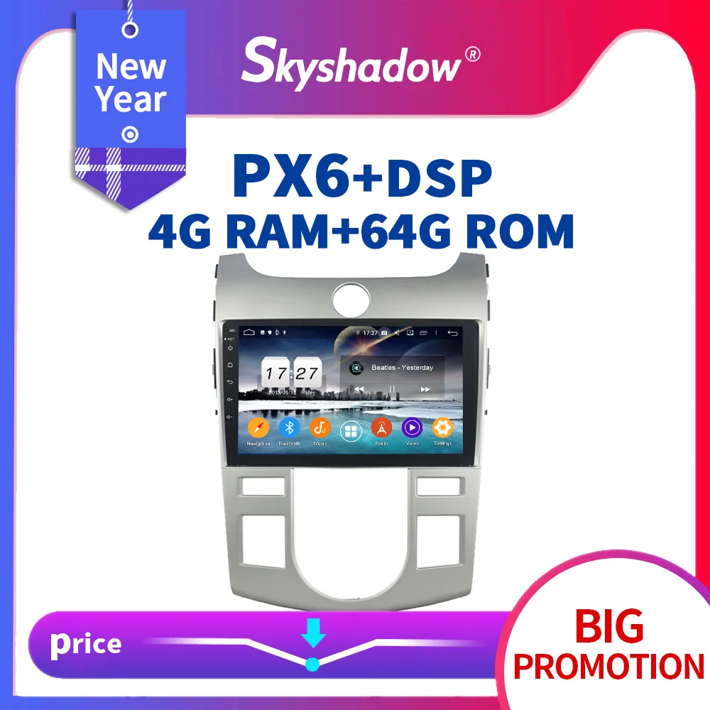 Автомобильный DVD-плеер 720P PX6 DSP IPS Android 10 4 ГБ ОЗУ + 64 Гб Bluetooth Wifi GPS карта RDS радио для kia