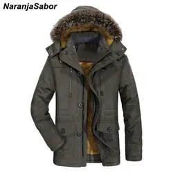 NaranjaSabor новая Толстая мужская куртка 2019 зимняя куртка с меховым воротником с капюшоном Мужская модная длинная куртка повседневная