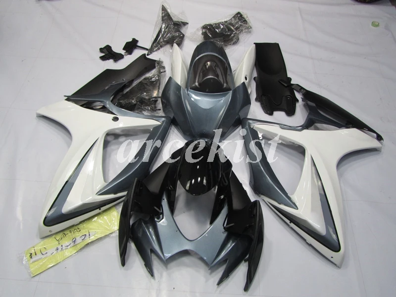 4 подарки ABS мотоцикл Полный обтекатели комплект подходит для Suzuki GSX-R 600 750 2006 2007 06 07 GSXR600 GSXR750 Пользовательские синий белый - Цвет: gray white