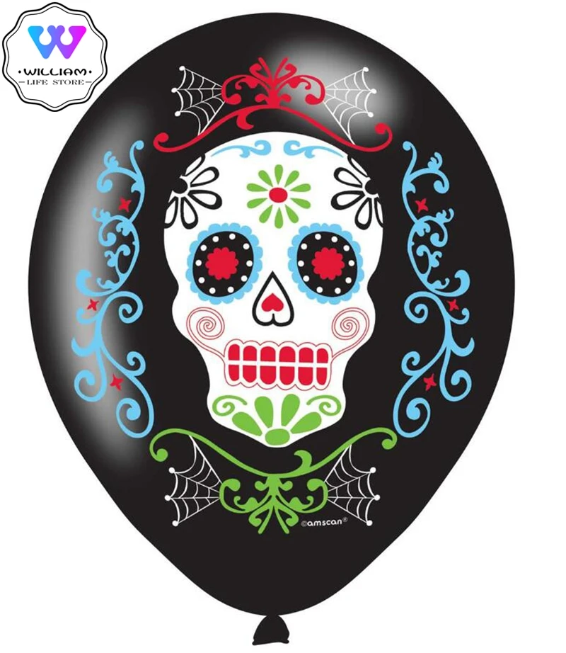 10 шт. День мертвых воздушных шаров Dia de los Muertos латексные воздушные шары s вечерние, украшенные для детей череп латексные воздушные шары игрушки