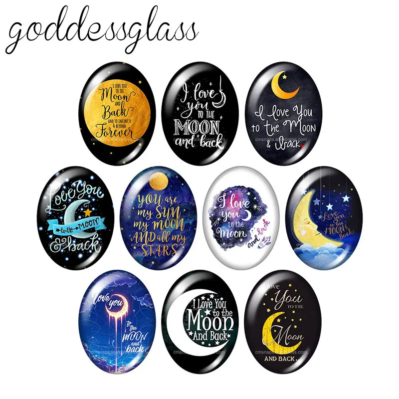 

I love you to the Moon and back 10pcs mixed 13x18mm/18x25mm/30x40mm Oval photo glass cabochon demo flat back Making findings