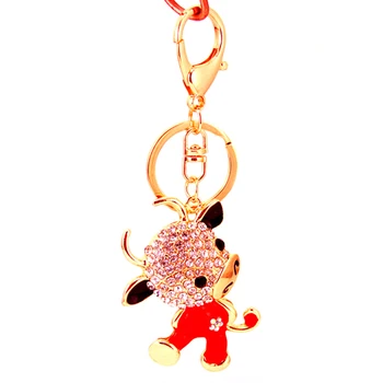

Jewelry Shipping Rhinestone Crystal Lovely Cow Keychain Keyring For Car Handbag Key Holder Wholesale