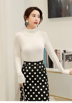 

Women T Shirt Warm Gold Velvet Pullovers Tops Winter Warm Turtleneck Long Sleeve Tshirt High Collar