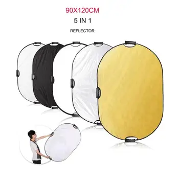 

48"120cm 5 in 1 Portable Collapsible Light Oval Photography White Silvery Gold Reflector for Studio Multi Photo Disc Diffuers