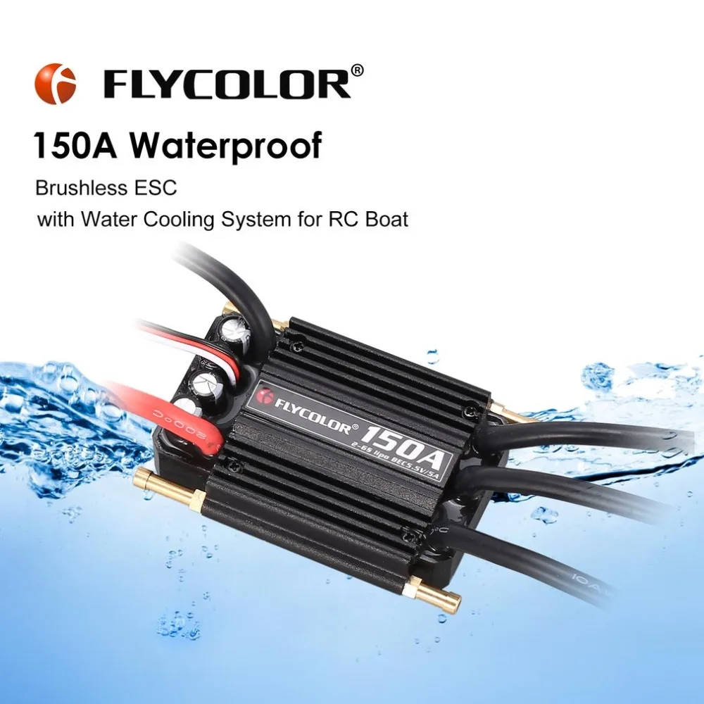 

Original FLYCOLOR 2-6S 120A150A Waterproof Brushless ESC Speed Controller for RC Boat Ship with BEC 5.5V/5A Water Cooling System