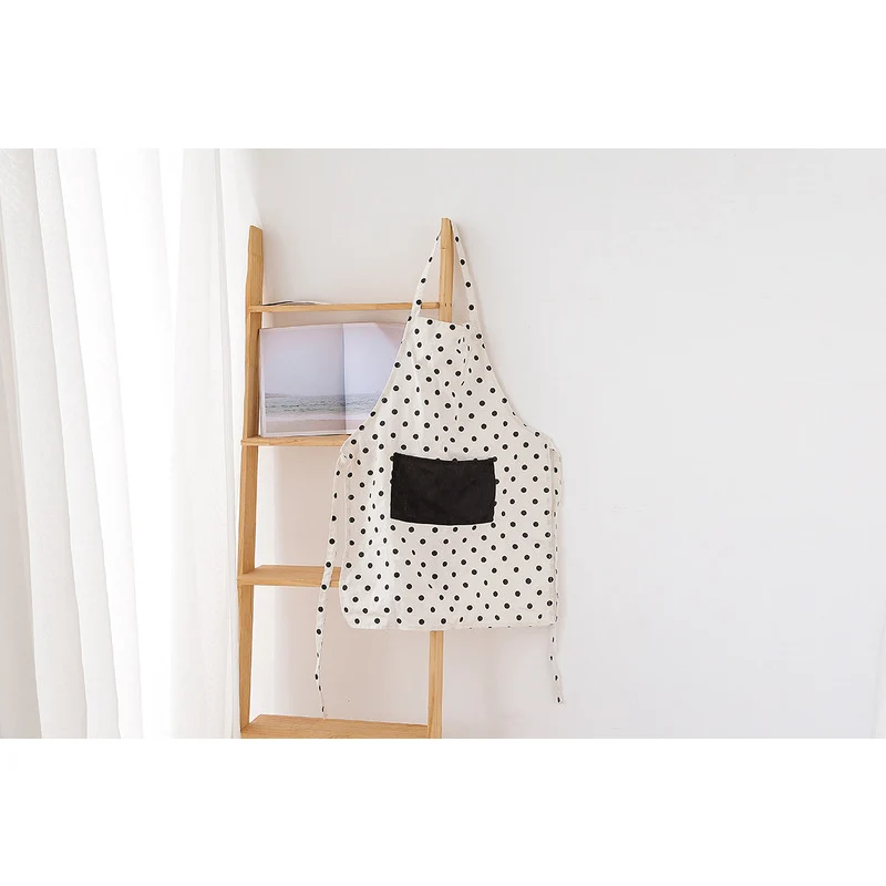 Polka Dot Striped Cotton and Linen Simple Large Apron 5
