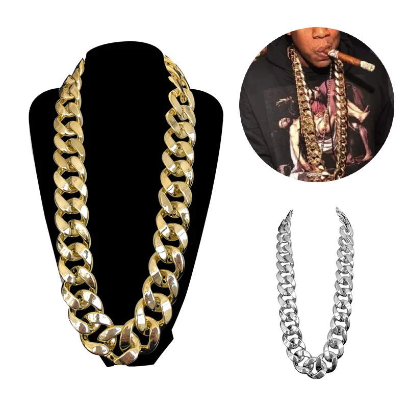 Punk Cuban Chain Gold Necklace Men Link Curb Long for Women Imitation Plastic Fashion Jewelry | Украшения и аксессуары