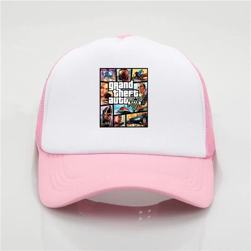 НОВАЯ шапка Grand Theft Auto V 5 GTA 5 бейсболки Горячая игра GTA 5 вентиляторы Кепка крутая летняя кепка в стиле хип-хоп кепка-бейсболка - Цвет: Розовый