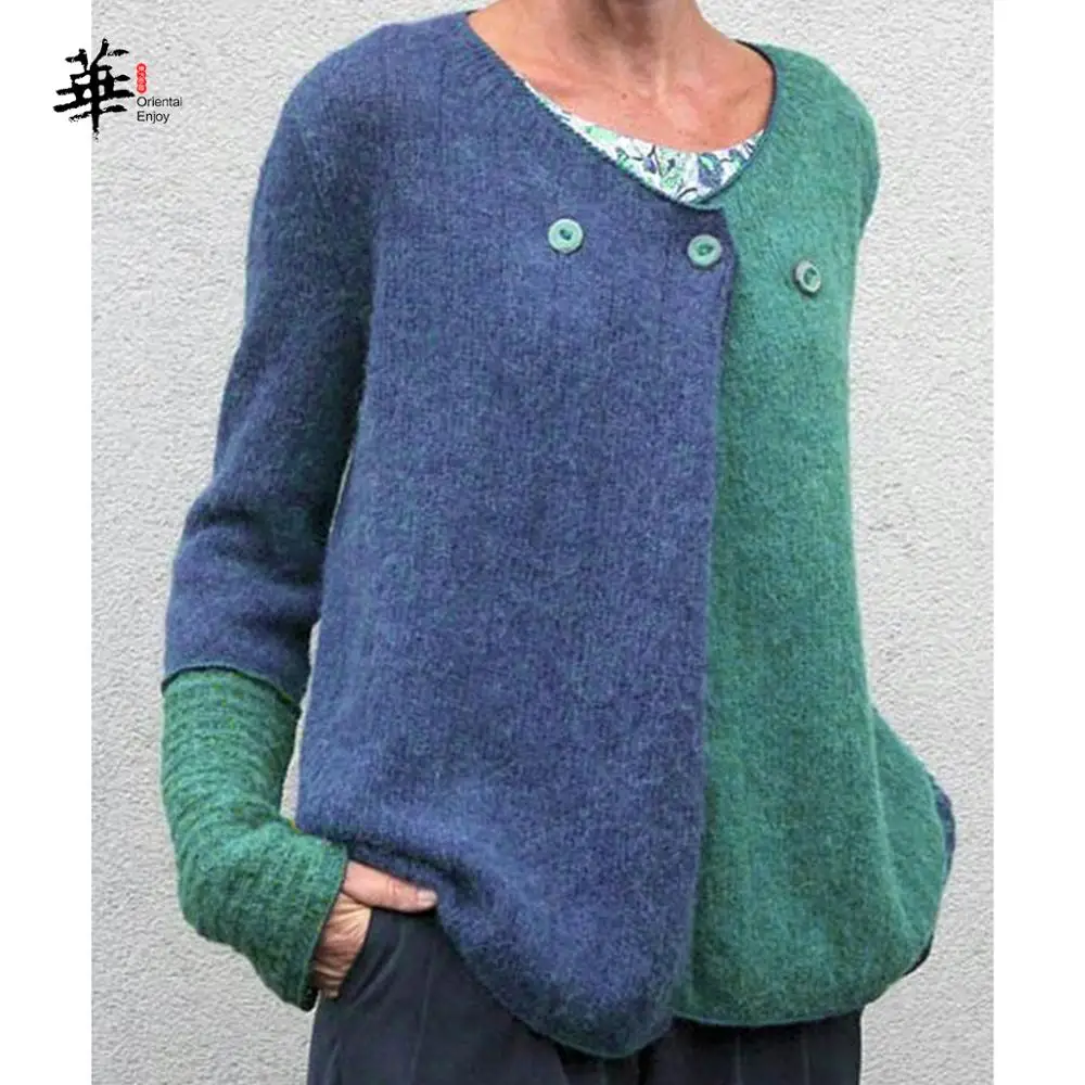 5XL New Casual Loose Knitted Cardigan Sweater Women Winter V-neck Long Sleeve Stitching Plus Size Clothes |