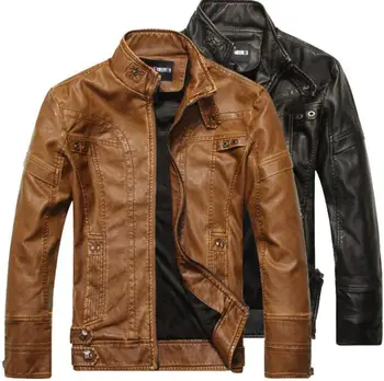 

Motorcycle Jacket PU Leather Men Vintage Retro Moto Jacket Motorcycle Clothing Coats Slim Winter Windproof Jaqueta Motociclista