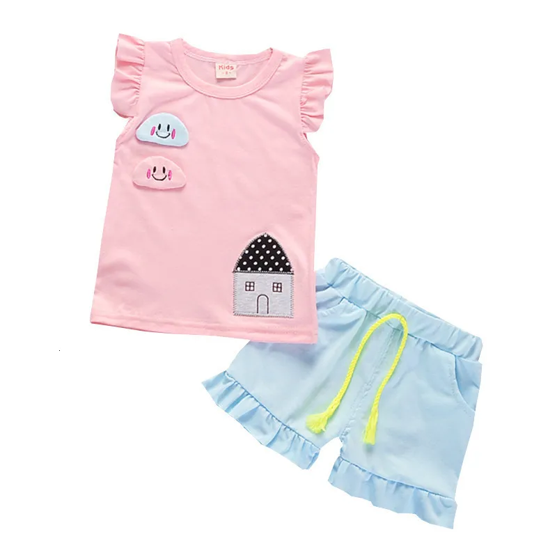 

Children Cotton Clothes Summer Baby Girl Cartoon Embroidered O-Neck Vest Shorts 2Pcs/sets Infant Kids Fashion Toddler Tracksuits