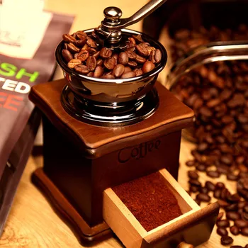 

Classical Wooden Manual Coffee Grinder Hand Retro Coffee Spice Mini Burr Mill With High-quality Ceramic Millston