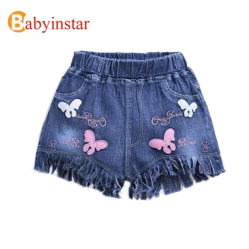 Babyinstar/джинсовые шорты для девочек; коллекция года; летние джинсовые шорты для девочек; детские ковбойские шорты; одежда с перламутровыми дырками; джинсовые шорты для девочек